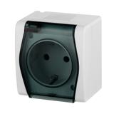 GNIAZDO HERMES 2 2P+Z SCHUKO BIAŁO-DYMNE IP44