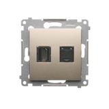 Simon 54 Gniazdo HDMI+RJ45 kat.6. złoty mat