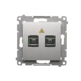 Simon 54 Gniazdo światłowodowe / optyczne podwójne SC/APC srebrny mat