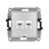 ICON Mechanizm gniazda komputerowego podwójnego 2xRJ45, kat. 6A, 8-stykowy, bez pola opisowego srebr