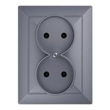 Gniazdo podwójne podtynkowe 2x2P Pearl, 16A, 250V, PT-5 P, antracyt OR-OE-7706/2P/A ORNO