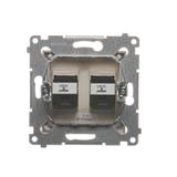 Simon 54 Gniazdo telefoniczne podwójne RJ12 złoty mat DT2.01/44 KONTAKT