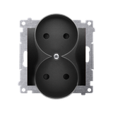 Simon 54 Gniazdo bez uziemienia z przesłonami podwójne 16A z. śrub. czarny *Do ramek S54 PREMIUM