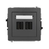 DECO Mechanizm gniazda podwójnego HDMI 2.0 grafitowy mat