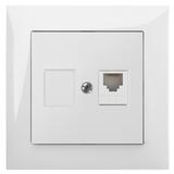 SENTIA: b/r gniazdo telef. 1xRJ 11  białe IP 20