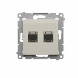 Simon 54 Gniazdo podwójne komputerowe RJ45 kat.6 ekranowane kaszmir mat D62E.01/42
