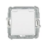 MINI Mechanizm gniazda bryzgoszczelnego z uziemieniem SCHUKO 2P+Z (klapka biała, przesłony torów prą