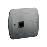 Simon Akord Gniazdo telefoniczne RJ12 pojedyncze z zaślepką. Montaż do puszki na wkręty aluminiowy