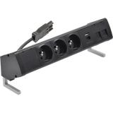 SIMON 480 TS48-410E30BK0-44 Biurkowy zestaw gniazd 3 gn. typ E + ładow. USB A+C i płytka dla 2 złącz