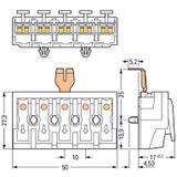 złączka zasilająca 5-biegunowa ze stopkami ze styk. PE