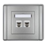 FLEXI Gniazdo telefoniczne podwójne 2xRJ11, 4-stykowe, beznarzędziowe srebrny metalik