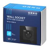 Gniazdo pojedyncze 2P+Z, USB-A + USB-C, PD, max. 20W, czarny OR-AE-13308/B ORNO