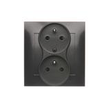 Simon 54 Gniazdo z/u podwójne z f. niezm. faz z przesłonami 16A z. śrubowe. monoblok antracyt