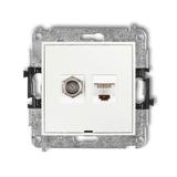 ICON Mechanizm gniazda antenowego poj. typu F (SAT) + gniazda komp. poj. 1xRJ45, kat. 5e, 8-stykowy,