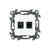 Simon 24 Gniazdo komputerowe RJ45 kat. 5e + telefoniczne RJ12 biały N5T12.01/11