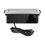 Gniazda wysuwane z blatu z płaskim frezowanym rantem ładowarką USB i przewodem 2m 3 gniazda typ E OR