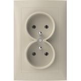 B.Kwadrat Gniazdo podwójne z uziemieniem kompletne, krem