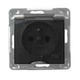 IMPRESJA Gniazdo bryzgoszczelne z uziemieniem IP-44 wieczko przezroczyste - kolor tytan