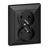 Gniazdo podwójne podtynkowe 2x2P+Z Pearl, 16A, 250V, PT-6 P, czarny