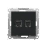 Simon 55 Gniazdo telefoniczne podwójne RJ12 Czarny mat