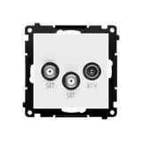 Simon 55 Gniazdo antenowe satelitarne podwójne SAT-SAT-RTV 2x Wejście: 5 MHz÷2,4 GHz Biały mat TASK2.01/111 KONTAKT