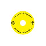 Ex9P1 H S9LT Naklejka wyłącznika awaryjnego do Ex9P1 H średnica 90mm samoprzylepna żółta LT 106820