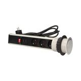 Gniazdo meblowe 3x2P+Z, 2xUSB, wysuwane z blatu 6cm, z blokadą i przewodem 1,8m