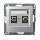 IMPRESJA Gniazdo antenowe typu F podwójne - kolor srebro