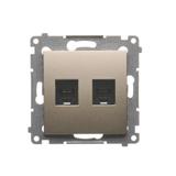 Simon 54 Gniazdo telefoniczne podwójne RJ12 złoty mat