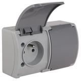 VG-Koala Gniazdo podwójne Z-ziemieniem (2x2P+Z) n/t IP44 popiel Z-lapką grafit VG 162-08 61.384 OPAT