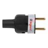 WTYCZKA 2P - 16A - CZARNA - GUMOWE WYJŚCIE PRZEWODU, Legrand