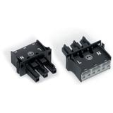 WINSTA gniazdo 3-torowe SnapIn czarne