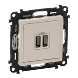 VALENA LIFE ŁADOWARKA Z GNIAZDEM 2 x USB KREMOWA, Legrand