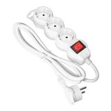 Przedłużacz 3-krotny 2P+Z (Schuko) z wyłącznikiem, 1,5m H05VV-F 3x1,5mm2, Imax=16A, płaska wtyczka,