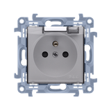 Simon 10 Gniazdo z/u IP44 z uszczelką - klapka transparetna 16A z. śrub. biały