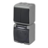 JUNIOR Łącznik świecznikowy z gniazdem pojedynczym z uziemieniem 2P+Z (klapka dymna; przesłony torów