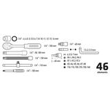 Klucze nasadowe 1/4", zestaw 46 szt.