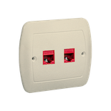 Simon Akord Gniazdo komputerowe RJ45 podwójne kategoria 5e. Montaż do puszki na wkręty beż