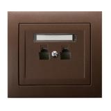 KIER Gniazdo telefoniczne podwójne niezależne - kolor brązowy metalik