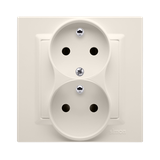 Simon 10 Gniazdo z/u podwójne z f. niezm. faz 16A z. śrub. monoblok krem