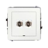 DECO Mechanizm gniazda antenowego podwójnego typu F (SAT) niklowany, bez pola opisowego biały mat