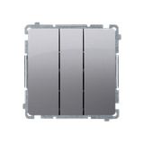 Simon Basic Przycisk potrójny z podświetleniem LED 10A 250V szybkozłączka stal inox BMP31L.01/21 KONTAKT