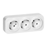 Gniazdo potrójne natynkowe ToDo 2P+Z Schuko IP20, 16A, 230V AC, 16A, 230V AC, biały, 10 sztuk