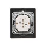 Simon 54 Gniazdo podwójne Schuko p/t z przesłonami wersja skandynawska 16A z. śrub. czarny