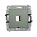 MINI Ładowarka USB pojedyncza USB A, 5W max., 5V, 1A, bez pola opisowego szałwiowy 61MCUSBBO-1 KARLIK