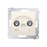 Simon 54 Gniazdo TV-DATA. Dwa porty wyjściowe typu ''F'' . Częstotliwość dla wejścia 5-1000 MHz kremowy DAD1.01/41 KONTAKT