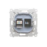 Simon 55 Gniazdo komputerowe RJ45 kategoria 5e + telefoniczne RJ12 Biały mat T5F.01/111 KONTAKT