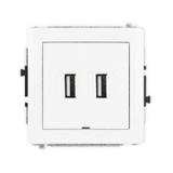 DECO Mechanizm gniazda podwójnego 2xUSB A-A 2.0, bez pola opisowego biały