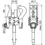Zacisk fazowy na fi 10-32 mm z gniazdem, trzpień z poprzecznym kołkiem