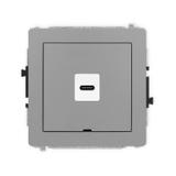 DECO Mechanizm gniazda pojedynczego 1xUSB C-C, bez pola opisowego szary mat